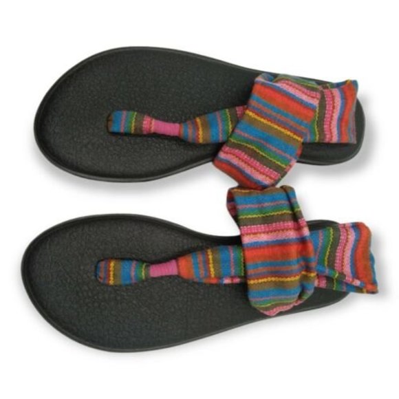 SOLD**Sanuk Serape Yoga Mat Sling Back Flip Flops Comfort Sandals Womens Size 10 - Picture 3 of 9